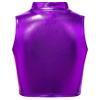 iiniim Girls Shiny Metallic Turtleneck Crop Tank Tops for Gymnastic Leotard Jazz Ballet Dance wear Costume Purple 14 view 2