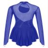 ACSUSS Women's Figure Skating Dress Mesh Patchwork Long Sleeved Ice Skating Skirt Competition Dresses #7 Royal Blue X-Large view 4