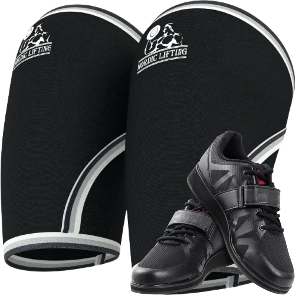 Nordic Lifting Elbow Sleeves Medium Bundle with Shoes Megin Size 8.5 - Black