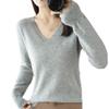 keusyoi Women's Sweater Autumn Winter Knitted Pullovers V-Neck Slim Fit Shirt Solid Soft Knitwear Jumpers Basic Sweaters view 1