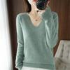 keusyoi Women's Sweater Autumn Winter Knitted Pullovers V-Neck Slim Fit Shirt Solid Soft Knitwear Jumpers Basic Sweaters view 2