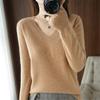 keusyoi Women's Sweater Autumn Winter Knitted Pullovers V-Neck Slim Fit Shirt Solid Soft Knitwear Jumpers Basic Sweaters view 3