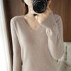 keusyoi Women's Sweater Autumn Winter Knitted Pullovers V-Neck Slim Fit Shirt Solid Soft Knitwear Jumpers Basic Sweaters view 4