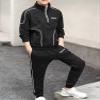 dPois Kids Boys Two Pieces Sweat Suit Long Sleeve Zipper Sweatshirts with Sweatpants Set Athletic Tracksuits Black 12-13 Years view 2