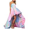 Oplxuo Womens High Low Prom Dresses Strapless Sleeveless Gradient Tie Dye Multicolor Tube Maxi Dress Formal Evening Ball Gown view 1