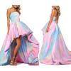 Oplxuo Womens High Low Prom Dresses Strapless Sleeveless Gradient Tie Dye Multicolor Tube Maxi Dress Formal Evening Ball Gown view 2