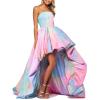 Oplxuo Womens High Low Prom Dresses Strapless Sleeveless Gradient Tie Dye Multicolor Tube Maxi Dress Formal Evening Ball Gown view 3