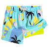 maamgic Boys Swim Trunks with Compression Liner Toddler Stretch Swim Shorts Quick Dry Swimming Trunks Boxer Brief 2 in 1 Beach Shorts Egg Yolk Coconut 8 view 1
