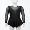 TSSOE Girls Long Sleeves Sequins Mesh Patchwork Gymnastics Ballet Dance Dress Figure Ice Skating Dress C03 16 Years view 2