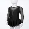 TSSOE Girls Long Sleeves Sequins Mesh Patchwork Gymnastics Ballet Dance Dress Figure Ice Skating Dress C03 16 Years view 3