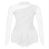 ACSUSS Women's Figure Skating Dress Mesh Patchwork Long Sleeved Ice Skating Skirt Competition Dresses #7 White Small view 3