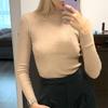 Autumn Winter Women's Turtleneck Pullover Sweaters Long Sleeve Slim Korean Sweater Tops Apricot view 4
