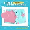 maamgic Boys Swim Trunks with Compression Liner Toddler Stretch Swim Shorts Quick Dry Swimming Trunks Boxer Brief 2 in 1 Beach Shorts Blue Sun Starfish 10/12 view 2