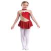 Jhaoyu Girls Shiny Rhinestone Figure Ice Skating Dress Ballet Tutu Skirted Leotard Competition Dancing Outfits Red D 8 Years view 3