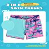 maamgic Boys Swim Trunks with Compression Liner Toddler Stretch Swim Shorts Quick Dry Swimming Trunks Boxer Brief 2 in 1 Beach Shorts Pink Blue Shark 3T view 2