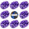 Vegove 8 Pcs Cheerleading Pom Poms, Plastic Metallic Foil Cheer Hand Flowers Bulk, Cheerlead Pompoms for Adult Sports Team Ball Game 13.4 Inch, 75g Weight Each (Purple/Sliver) view 1