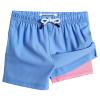 maamgic Boys Swim Trunks with Compression Liner Toddler Stretch Swim Shorts Quick Dry Swimming Trunks Boxer Brief 2 in 1 Beach Shorts Grey Blue Pink 3T view 1