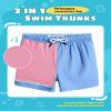 maamgic Boys Swim Trunks with Compression Liner Toddler Stretch Swim Shorts Quick Dry Swimming Trunks Boxer Brief 2 in 1 Beach Shorts Grey Blue Pink 3T view 3