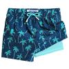 maamgic Boys Swim Trunks with Compression Liner Toddler Stretch Swim Shorts Quick Dry Swimming Trunks Boxer Brief 2 in 1 Beach Shorts Navy Blue Coconut 4T view 1
