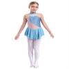 Jhaoyu Girls Shiny Rhinestone Figure Ice Skating Dress Ballet Tutu Skirted Leotard Competition Dancing Outfits Grey Blue D 14 Years view 2