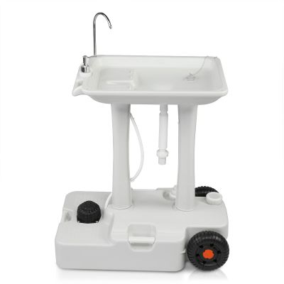 VINGLI 30L Upgraded Portable Sink| Rolling Hand Wash Basin Stand with Towel Holder & Soap Dispenser & Wheels, Perfect for Garden/Camping/Outdoor Events/Gatherings/Worksite/RV/Indoor, White