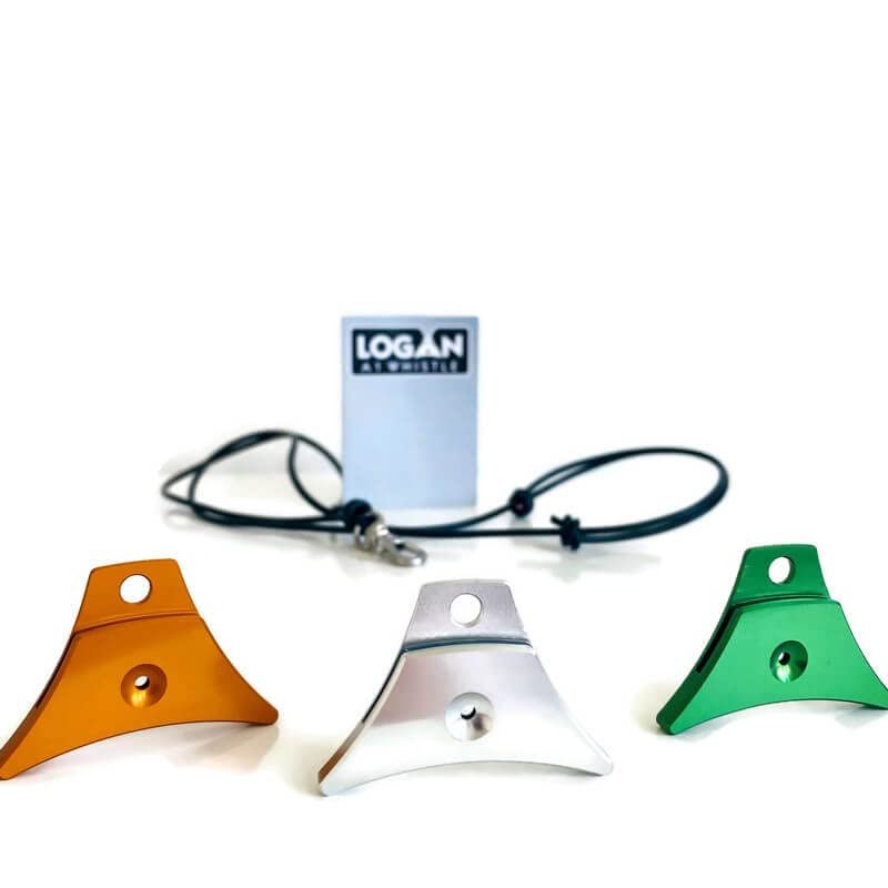Pack of 3 Logan A1 sheepdog whistles & sailing rope lanyards, silver (silver, orange, green)