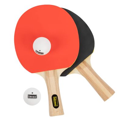 Idena 40203 Advanced Table Tennis Set with 2 Table Tennis Bats and 2 White 1 Star Balls Packed in a Carry Bag