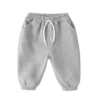 Dkygxwt Toddler Kids Boys Girls Jogger Sweatpants Solid Cotton Active Pants Drawstring Casual Trousers Clothes(Grey-A,6-12 Months)
