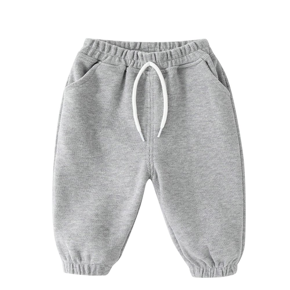 Dkygxwt Toddler Kids Boys Girls Jogger Sweatpants Solid Cotton Active Pants Drawstring Casual Trousers Clothes(Grey-A,6-12 Months)