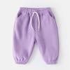 Dkygxwt Toddler Kids Boys Girls Jogger Sweatpants Solid Cotton Active Pants Drawstring Casual Trousers Clothes(Purple-A,18-24 Months) view 2