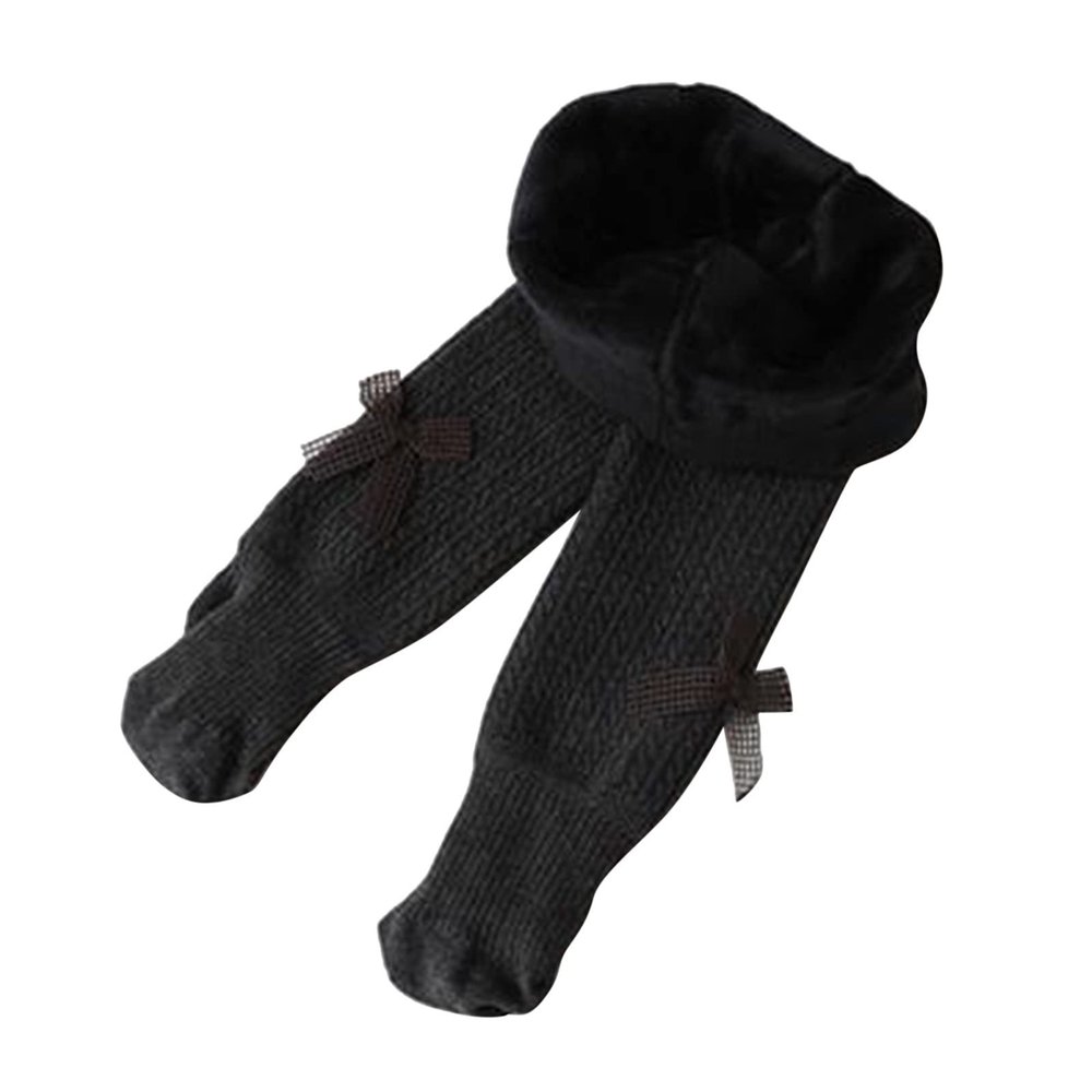Dkygxwt Girls Warm Leggings Knitted Stocking Toddler Kids Winter Cotton Thick Fleece Lined Stretchy Full Length Pants(e-Dark Gray,4-6 Years)