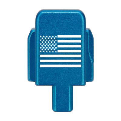 NDZ Performance Rear Slide Cover Plate for Sig P320 Series 9mm .40 .357 .45 ACP Laser Engraved Anodized Aluminum in Blue, Made in The USA - US Flag