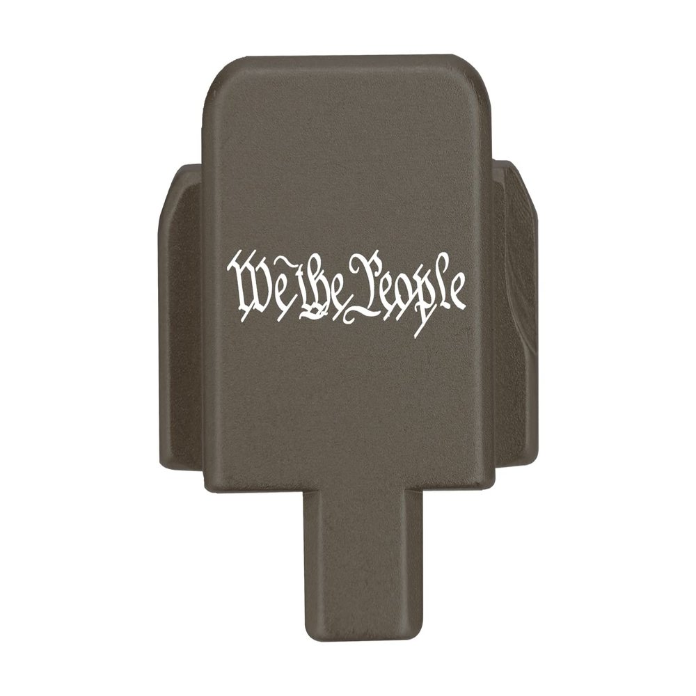 NDZ Performance Rear Slide Cover Plate for Sig P320 Series 9mm .40 .357 .45 ACP Laser Engraved Anodized Aluminum in Hardcoat FDE, Made in The USA - We The People One Line Script