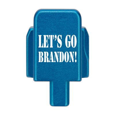 NDZ Performance Rear Slide Cover Plate for Sig P320 Series 9mm .40 .357 .45 ACP Laser Engraved Anodized Aluminum in Blue, Made in The USA - Let's Go Brandon!