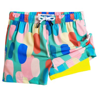 maamgic Boys Swim Trunks with Compression Liner Toddler Stretch Swim Shorts Quick Dry Swimming Trunks Boxer Brief 2 in 1 Beach Shorts Army Green 2T