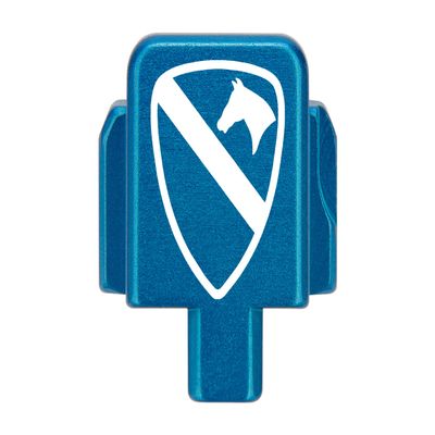 NDZ Performance Rear Slide Cover Plate for Sig P320 Series 9mm .40 .357 .45 ACP Laser Engraved Anodized Aluminum in Blue, Made in The USA - US Army 1st Cavalry