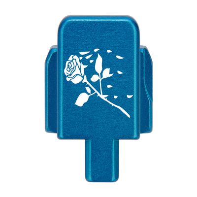 NDZ Performance Rear Slide Cover Plate for Sig P320 Series 9mm .40 .357 .45 ACP Laser Engraved Anodized Aluminum in Blue, Made in The USA - Rose Swoosh Petals