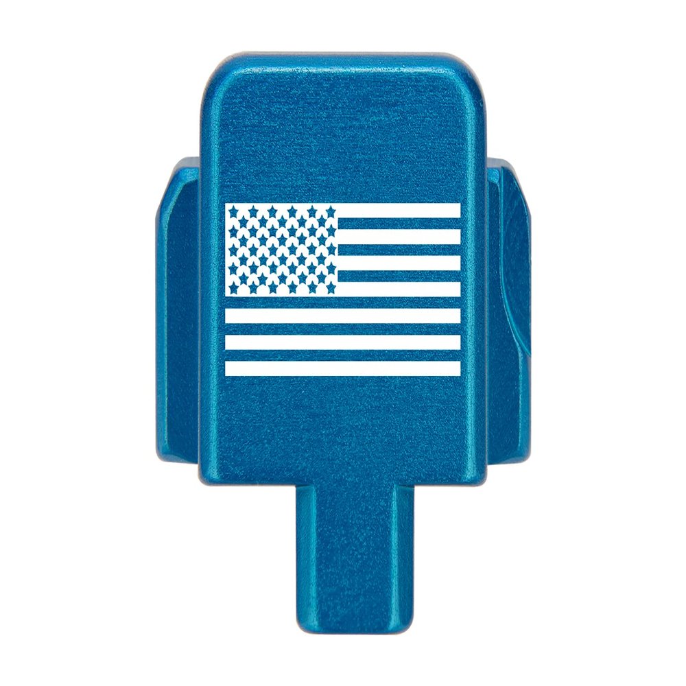 NDZ Performance Rear Slide Cover Plate for Sig P320 Series 9mm .40 .357 .45 ACP Laser Engraved Anodized Aluminum in Blue, Made in The USA - US Flag Inverse Alternate