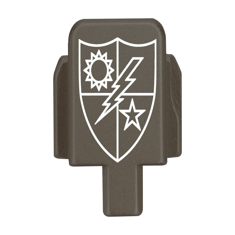NDZ Performance Rear Slide Cover Plate for Sig P320 Series 9mm .40 .357 .45 ACP Laser Engraved Anodized Aluminum in Hardcoat FDE, Made in The USA - US Army 75th Ranger Regiment