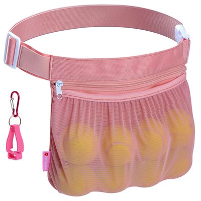 TOPJUM Tennis Ball Holder, Pickleball Ball Wasit Pouch for Women & Men, Holding 8 Tennis or Pickleball Balls, Tennis & Pickleball Accessory (Pink)