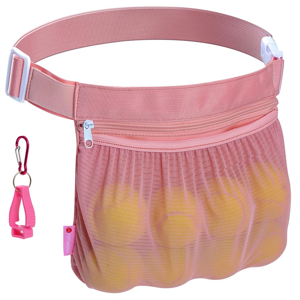TOPJUM Tennis Ball Holder, Pickleball Ball Wasit Pouch for Women & Men, Holding 8 Tennis or Pickleball Balls, Tennis & Pickleball Accessory (Pink)