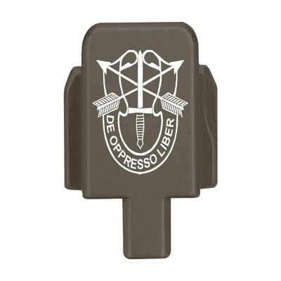 NDZ Performance Rear Slide Cover Plate for Sig P320 Series 9mm .40 .357 .45 ACP Laser Engraved Anodized Aluminum in Hardcoat FDE, Made in The USA - US Army Special Forces Emblem