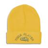 Beanies for Men Tuba Player Embroidery Skull Cap Winter Hats for Women Acrylic One Size Yellow Design Only
