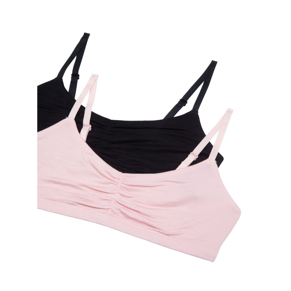 Maidenform Girl girls Seamless Ruched Crop Bra, Lotus Pink/Black, Medium