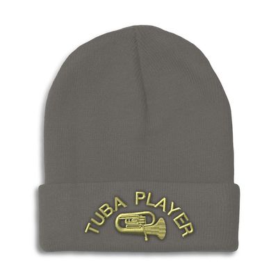 Beanies for Men Tuba Player Embroidery Skull Cap Winter Hats for Women Acrylic One Size Dark Grey Design Only