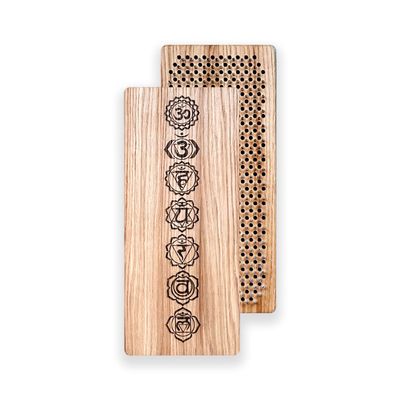Oh! Sadhu 12.6in. (32cm) Oak Wood Galvanized Nail Yoga Board for Standing on Nails, Natural Oak Wood Chakras