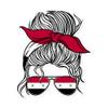 Syria Flag Messy Bun Hair with Sunglasses and a Bandana Vinyl Sticker Mom Life Country Syrian Mom Woman Girls Decorations - Laptop Decal, Water Bottle Sticker view 1