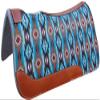 31" X 32" Teal and Brown Southwest Printed Solid Felt Saddle Pad view 1