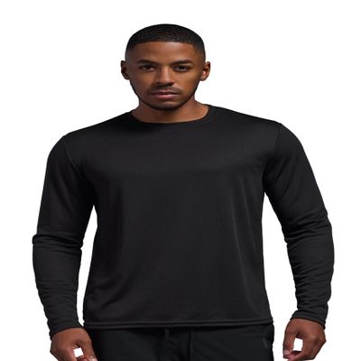 Expert Brand USA-Made Men's Oxymesh Dry Fit Athletic Long Sleeve Shirt, Black, Small