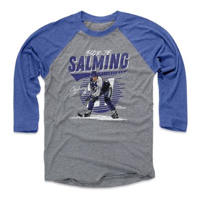500 LEVEL Borje Salming 3/4 Sleeve T-Shirt (Baseball Tee, XXX-Large, Royal/Heather Gray) - Borje Salming Toronto Comet WHT
